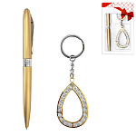 Набор подарочный " KWELT " 2в1 ручка шариковая автоматическая, синяя, брелок, пластиковая упаковка, европодвес