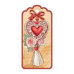 Бирка для подарков " Праздник " 025 Без названия- Сердце с розами, без отделки, текст