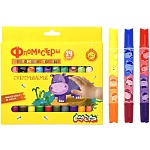 Фломастеры " Каляка-Маляка " 24цв двухсторонние, круглые, утолщенные, смываемые, на водной основе, принт на корпусе, вентилируемый колпачок, картонная упаковка, европодвес