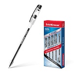 Ручка гелевая " Erich Krause " G-Point черная 0,38мм, толщина письма 0,25мм, рифленый держатель, игольчатый пишущий узел, металлический наконечник, прозрачный корпус