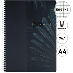 Тетрадь спираль А4 96л клетка " Феникс " Нуарные листья, офсет, обложка - мелованный картон, матовая ламинация, 1 дизайн в коробке