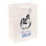 Пакет бумажный " Миленд " 18*24*10см Dream cards Все что нужно - мечта, ламинированный, тиснение фольгой