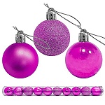 Набор шаров " KWELT " d=4см 12шт, лиловый (глянцевые, матовые, с блестками), пластиковый тубус