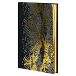 Ежедневник недатированный МАЛЫЙ ФОРМАТ В6 искусственная кожа " Lorex " 96л Diarptile черный, линия, обложка - с эффектом чешуи, тонированная бумага, срез золотого цвета, печать в 2 краски, ляссе, 125*176мм