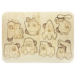 Пазлы деревянные " Задира " 8элементов Транспорт, фанера, 25*18см, термоусадочная пленка