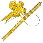 Бант " KWELT " 1,8см Желтый, золотая фольга, 10шт в упаковке, индивидуальная упаковка, европодвес