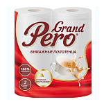 Полотенца бумажные 2-слойные " Pero " Tulip 2 рулона со втулкой, 88л, 11м, белые, 100% целлюлоза, 12,5*22см, с перфорацией, с тиснением, h=22см, d=9,5см, с принтом