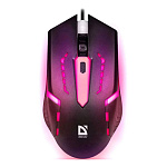 Мышь " Defender " Hit MB-601 проводная оптическая, 4 кнопки, черная, 1200 DPI, кабель USB 1,5м, RGB подсветка