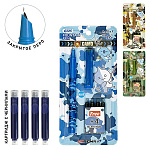 Ручка перьевая " KWELT " Hello! my Bro, закрытое перо, 4 картриджа с чернилами, цветной корпус - ассорти (без возможности выбора цвета), пластиковый блистер