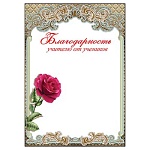 Благодарность учителю от учеников А4 409 " Праздник " мелованный картон 190г/м2, без отделки, текст