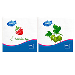 Салфетки бумажные 1-слойные " Лилия " Крыжовник+Клубника 50шт, 100% целлюлоза, 24*24см