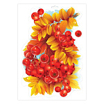 Наклейка " Праздник " 502 А4 Осенняя рябина, двусторонняя, УФ-лак глянцевый, белила