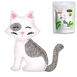 Набор для шитья игрушек " Miadolla " ЧЗ Котенок 15*15см, уровень сложности 1, состав набора: детали из фетра с перфорацией, пластиковая игла, нитки, синтепон, инструкция с картинками, пакет, европодвес
