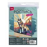 Роспись по дереву " Lori " Картина. Волк на холме, в наборе: деревянная заготовка, краски, кисть, картонная упаковка