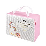 Пакет- коробка бумажная " Миленд " 15*11*9см Радужный единорог, ламинированный, тиснение фольгой