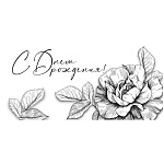 Конверт для денег " Хорошо " 445 С Днем рождения! Эскиз розы, 168*84мм, черная фольга, без текста