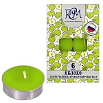 Свеча чайная ароматизированная " РСМ " 6шт Яблоко, 39*12,5мм, время горения 3-4часа, картонная упаковка