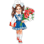 Плакат фигурный " Мир открыток " 0-35 Девочка с гладиолусами, 323*550мм