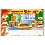 Модель из дерева " Рыжий кот " 2 Big Ванная комната, состав набора: 2 фанерных листа формата А4 с деталями, размер изделия 14,4*6,8*15см, в термоусадочной пленке