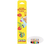 Карандаши цветные деревянные ароматизированные 06цв " Каляка-Маляка " 6М трехгранные, картонная упаковка, европодвес