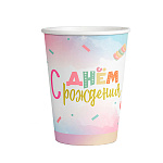 Стаканы бумажные " С Днем Рождения " 190мл Маршмеллоу в наборе 6шт