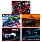 Альбом А4 8л " Hatber " Я люблю скорость (ассорти), на скобе, обложка- мелованный картон, блок- офсет 100г/м2, 1 дизайн в спайке, 5 дизайнов в коробке