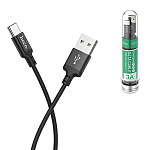 Кабель сетевой USB - Type-C " Hoco " X14 Times speed черный, круглый, 2м, 3A, ткань