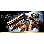 Конверт для денег " Праздник " 445 Мужской- С Юбилеем! Перьевая ручка, компас, кошелек, 168*84мм, золотая фольга, текст