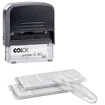 Штамп самонаборный автоматический " Colop " 6-строчный, с рамкой 4 строки 23*59мм, корпус черный, касса, Printer С 40 Set-F