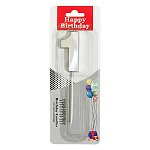 Свеча для торта цифра " KWELT " 1, серебряная, 2*5*0,5см, на палочке, картонный блистер 5,7*16,5*1см, европодвес