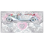 Конверт для денег " Мир поздравлений " 478 Свадьба- Кабриолет в цветах, 194*97мм, 5-я краска, фольга