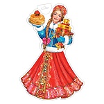 Плакат фигурный " Мир открыток " 0-35 А3 Девушка с самоваром, 330*490мм