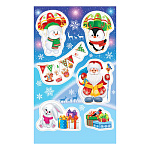 Наклейки " Мир открыток " 0-11 Новогодние- Дед Мороз, зверята, снеговик, 98*159мм