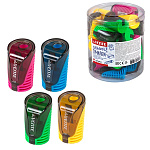 Точилка " deVente " School 1 отверстие, с контейнером, ассорти (без возможности выбора дизайна), пластиковая туба