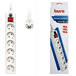 Сетевой фильтр " Buro "  5м 6 розеток, 16А, без защитных шторок, защита от короткого замыкания, защита от перегрева, белый