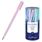 Ручка гелевая " Bruno Visconti " SimpleWrite Zefir черная 0,5мм, толщина письма 0,4мм, пластиковый корпус, покрытие soft-touch, цвет корпуса - ассорти multicolor, резиновый держатель, металлический наконечник, колпачок с клипом, сменный стержень, пластико