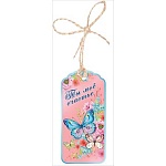 Бирка для букетов и подарков " Праздник " 150 Ты мое счастье. Бабочка, 46*96мм, шпагат джутовый, глянцевый УФ-лак, текст