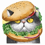 Блокнот МАЛЫЙ ФОРМАТ А6+ 30л " Феникс " Вкусный кот, без линовки, обложка - мелованный картон, на скобе, белый офсет, 120*117мм