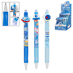Ручка пиши-стирай автоматическая " Basir " гелевая 0,5мм синяя, цветной корпус с рисунком, насадка-спиннер Космос, ассорти, картонный дисплей