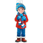 Плакат фигурный " Мир открыток " 0-35 184*540мм Новогодний- Мальчик в зимней одежде, без текста