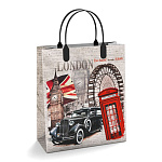 Пакет ПЭ " Интерпак " с пластиковой ручкой МП, 23*27см 150мкм Лондон