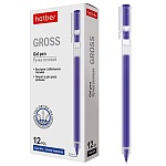 Ручка гелевая " Hatber " Gross синяя 0,5мм, толщина письма 0,25мм, прозрачный, пластиковый корпус, картонная упаковка