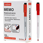 Маркер для доски " Hatber " Memo красный 1мм, со стирателем, пулевидный наконечник