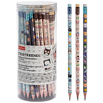 Карандаш ч/гр " Hatber " Muse НВ с ластиком, ассорти, круглый, заточенный, пластиковая туба