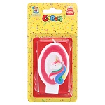 Свеча для торта цифра " Миленд " Милый единорог 0, розовая, 14*6,5*1см, картонный блистер, европодвес