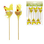 Набор пасхальный " KWELT " Курочки в скорлупе, 6шт, 4,5*6*3см, на палочке 17см, пакет, европодвес