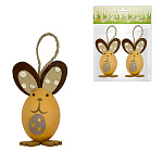Набор пасхальный " KWELT " Пасхальные кролики, 2шт, 4,5*9,5*4,5см, на веревке, пакет, европодвес