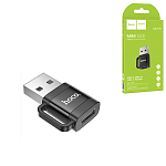 Переходник OTG " Hoco " UA31D, 5V/2A, USB - Type-C, плоский, черный, алюминий