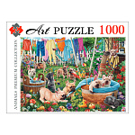 Пазлы " Artpuzzle " 1000элементов Французские бульдоги в саду 67*47см, картонная упаковка 23,5*18*5см