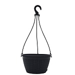 Кашпо " Миленд " Подвесное, 4,5л, Антрацит, h=16, d=27, пластик (подвес в комплект не входит)